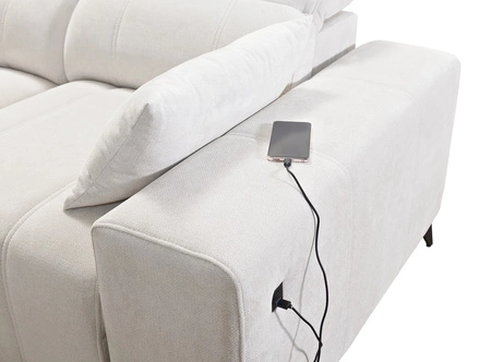 Ecksofa mit Schlaffunktion Penejos XI dunkelbeige linksseitig komfortables Ecksofa mit verstellbaren Kopfstützen und zwei Bettzeugkästen