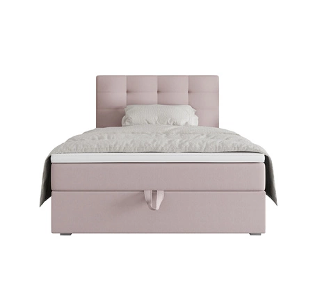 Boxspringbett Flint 90x200 puderrosa im modernen skandinavischen Stil mit gepolstertem Kopfteil Bett mit Staukasten