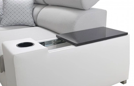 Ecksofa mit Schlaffunktion Provo III schwarz rechts Ecksofa mit Bettzeugablage und verstellbaren Kopfstützen