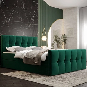 Boxspringbett Manhattan 140x200 Flaschengrün Bett im modernen skandinavischen Stil mit gepolstertem Kopf- und Fußteil