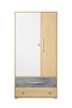 Kleiderschrank Cary 90 cm Biskuit Eiche / Weiß / Beton ideal für das Jugendzimmer funktionaler Kleiderschrank mit Schubladen