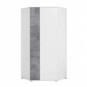 Eckgarderobe Epsilon weiß / Beton ideal für das Jugendzimmer funktionell und geräumig Originalfarben