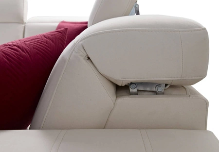 Ecksofa mit Schlaffunktion Bresso braun/weiß rechte Seite stilvolles Ecksofa mit praktischer Ablage in schwarz verstellbare Kopfstützen