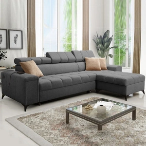Ecksofa mit Schlaffunktion Bolmso graphit rechtes Ecksofa mit zwei Bettkästen praktische Schublade in der Seite des Möbels