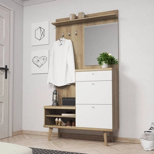Kleiderschrank Primo 110 cm Eiche riviera / weiß modernes Design im skandinavischen Stil Kante mit Spezialfurnier veredelt