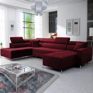 Ecksofa mit Schlaffunktion Nausa VI kastanienbraun rechte Seite stilvolle Ecksofa für Wohnzimmer mit komfortablen Finish weichen Samt Stoff