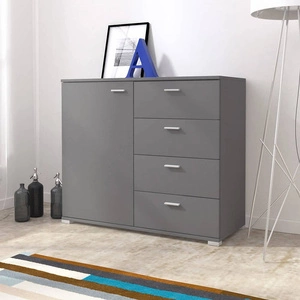 Kommode Sand 100 cm graphit modernes Möbeldesign Kommodenkante mit speziellem ABS-Furnier bearbeitet
