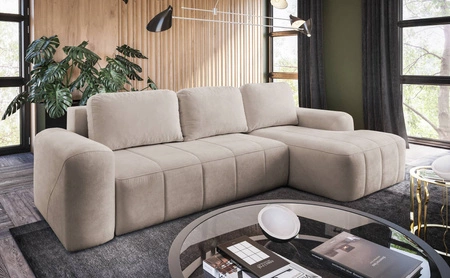 Ecksofa mit Schlaffunktion Bovec beige rechtsseitig stilvolles Ecksofa mit ergonomischer Form hydrophobem Stoff