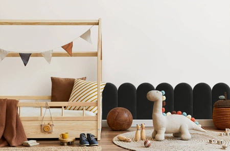 Wally gepolstertes Paneel 30x60 cm schwarz stilvolles Wandpaneel Zaun Veloursstoff modisches Finish für jede Einrichtung