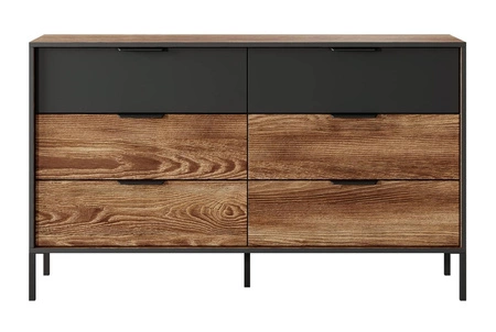 Dover 137 cm Kommode Kastanie / Anthrazit modernes Design ausdrucksstarke Farben der Kommode kombiniert mit Metallzubehör