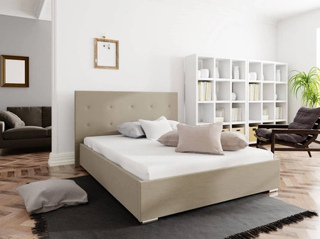 Bejar Polsterbett 160x200 dunkelbeige mit modernem Kopfteil ideal für Schlafzimmer