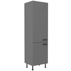 Verdi 60 LO-215 2F Küchenschrank für Einbau-Kühlschrankfronten feuchtigkeits- und beschädigungsbeständiger Schrank schwarze Metallgriffe