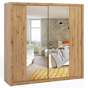 Verspiegelter Schiebeschrank Rico 220 cm Eiche handwerkliches Funktionsmöbel im klassischen Stil Schrank für das Schlafzimmer oder den Flur