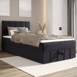 Boxspringbett Casey 90x200 graphit im modernen skandinavischen Stil mit gepolstertem Kopfteil Bett mit Staukasten