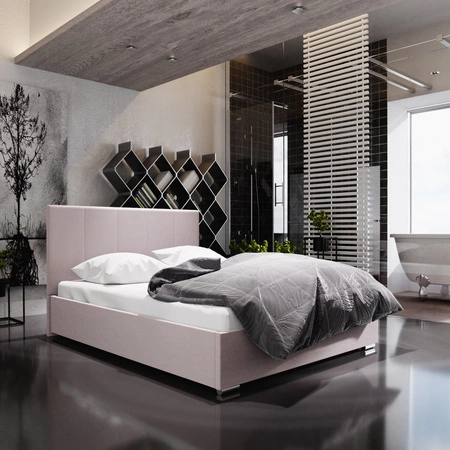 Lugo Polsterbett 180x200 puderrosa mit modernem Kopfteil ideal für Schlafzimmer
