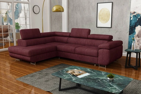 Ecksofa mit Schlaffunktion Ganta kastanienbraun linke Seite moderner Veloursstoff garantiert höchsten Komfort und Funktionalität
