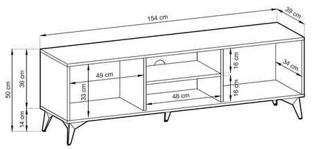 Wohnwände Gusto Schwarz / Eiche Evoke Modernes Design Wandschrank für das Wohnzimmer oder das Tageszimmer mit dekorativem Fichtendekor