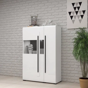 Tulsa 90 cm breit Vitrine weiß / weiß glänzend eine ungewöhnliche und praktische Lösung ideal für moderne und klassische Innenräume