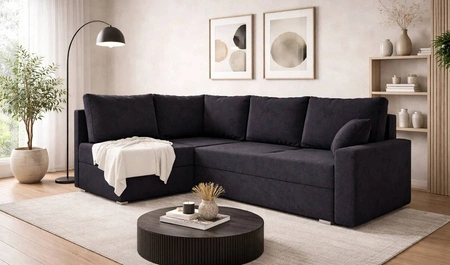 Ecksofa mit Schlaffunktion Nofi schwarz links modernes Design ein schlichter und stilvoller Korpus, der in jede Einrichtung passt