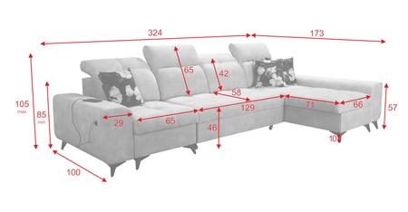 Ecksofa mit Schlaffunktion Buffalo XII gelb rechte Seite stilvolles und funktionelles Ecksofa mit Bettzeugcontainer