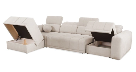 Ecksofa mit Schlaffunktion Cetara XII grau linksseitig stilvolles Design komfortable Schiebelehnen zwei Bettkästen