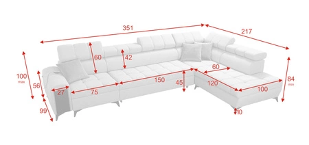 Ecksofa mit Schlaffunktion Bolmso XI beige rechte Seite stilvolles Design Ecksofa mit Schublade und Bettzeugcontainer