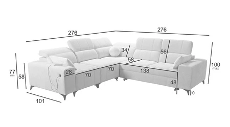 Ecksofa mit Schlaffunktion Penejos III beige links äußerst bequemes und praktisches Ecksofa für das Wohnzimmer zwei Container für Bettzeug