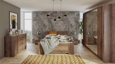 Verspiegelter Schiebeschrank Rico 220 cm Eiche Kloster funktionelle Möbel im klassischen Stil Kleiderschrank für das Schlafzimmer oder Flur gewidmet