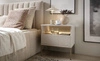 Nachttisch mit Schublade Amma beige geschmackvoll geriffelt Dekor LED-Beleuchtung ideal Schlafzimmer Schrank