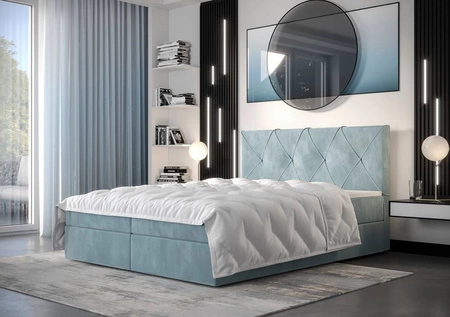 Boxspringbett Arvada 140x200 türkis Bett im modernen skandinavischen Stil mit gepolstertem Kopfteil