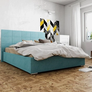 Eljas gepolstertes Bett 180x200 blau mit Kopfteil in modernem Stil ideal für Schlafzimmer