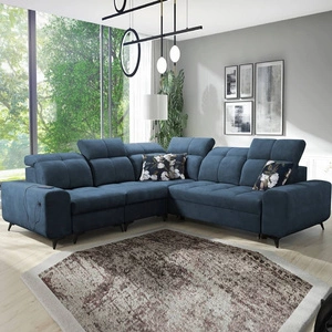Ecksofa mit Schlaffunktion Buffalo III blau links komfortables Ecksofa mit ästhetischer Verarbeitung mit Bettzeugcontainern
