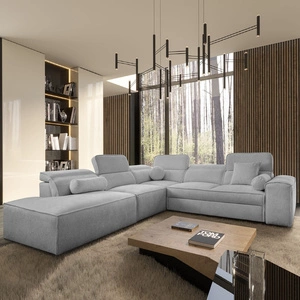 Ecksofa mit Schlaffunktion Viano IX hellgrau links stilvolles Ecksofa mit Bettzeugcontainern ideales Möbelstück für ein großes Wohnzimmer
