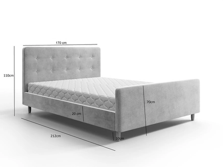 Polsterbett Isara 160x200 puderrosa mit Kasten im modernen skandinavischen Stil mit markantem Kopf- und Fußteil