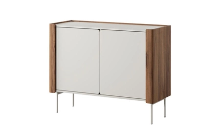 Kommode Tantuni 105 cm warmia nussbaum / beige stilvolle und elegante Kommode mit abgerundeten Fronten stabile Metallbeine