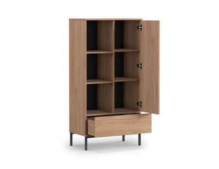 Regal Tutti 70 cm schwarz minimalistisches Design einfache Form der Möbel auf einem Metallsockel unterstützt geräumige Schublade zu öffnen