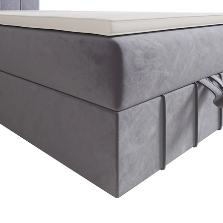 Boxspringbett Casey 90x200 blau Bett im modernen skandinavischen Stil mit gepolstertem Kopfteil Bett mit Staukasten