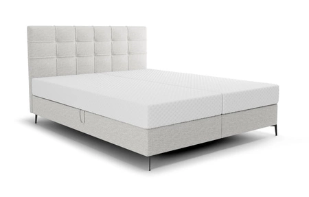 Boxspringbett Irvine 140x200 Esche grau Stilvolles Bett mit Bettzeugablage und hohem Kopfteil besticht durch sein elegantes Design