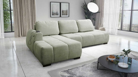Ecksofa mit Schlaffunktion Sanfte Minze auf der linken Seite Stilvolles Design Ecksofa-Bett, das sich durch seine abgerundete Form auszeichnet