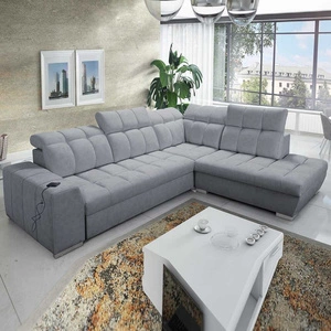 Ecksofa mit Schlaffunktion Luigi VII grau rechtes Ein bequemes Schlafsofa in moderner Form