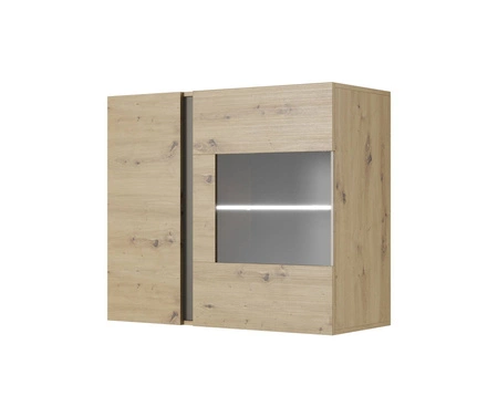 Hängeschrank Adria 72 cm Eiche artisan / grau graphit modernes Design Kante eingefasst mit Spezialfurnier Elementen aus Sicherheitsglas