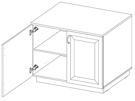 Scandi 100 cm handwerkliche Eiche / weiß klassisches Design Sicherheitsglas stilvoll gefräste Fronten Metallgriffe