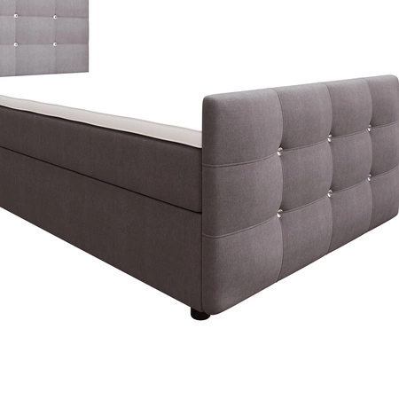 Boxspringbett Kansas 100x200 grau Bett im modernen skandinavischen Stil mit gepolstertem Kopf- und Fußteil