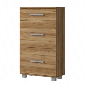 Schuhschrank Maximus 55 cm Eiche catania moderner Designschrank mit Schublade auf Rollenführung Schrankkanten mit Spezialfurnier bearbeitet