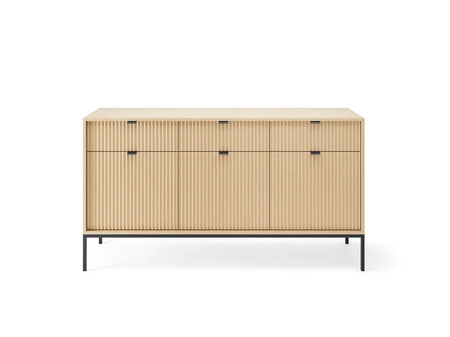 Kommode mit Schubladen Lovro 154 cm Eiche Vicenza Designerkommode mit dekorativen geriffelten Fronten perfekt für das Wohnzimmer