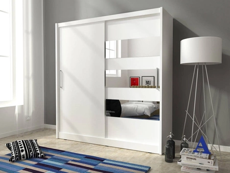 Itaka 180 cm Schiebeschrank weiß moderne Garderobe ideal für ein Schlafzimmer Kleiderschrank oder Flur