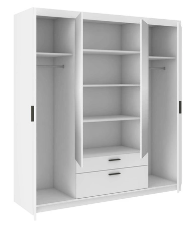 Schrank mit Spiegel Rene 176 cm weiß modernes Design und ABS beendet Kanten