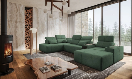 Ecksofa mit Schlaffunktion Tesalia V mint rechts Komfort-Ecksofa mit Schublade und Schiebefunktion der Rückenlehne