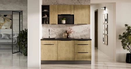 Küchenmöbel Set Corsico 180 cm elegante Küchenschränke in trendigen und natürlichen Farben ideales Set für eine kleine Küche