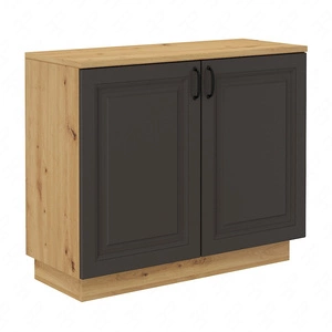 Style 100 cm Kommode Eiche artisan / grau graphit Nützliche und funktionelle Kommode stilvoll gefräste Fronten Metallgriffe